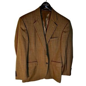 Daniel Gray Men's Brown Tan Stripe Two Button 100% Wool Sport Coat Blazer Sz 4OS